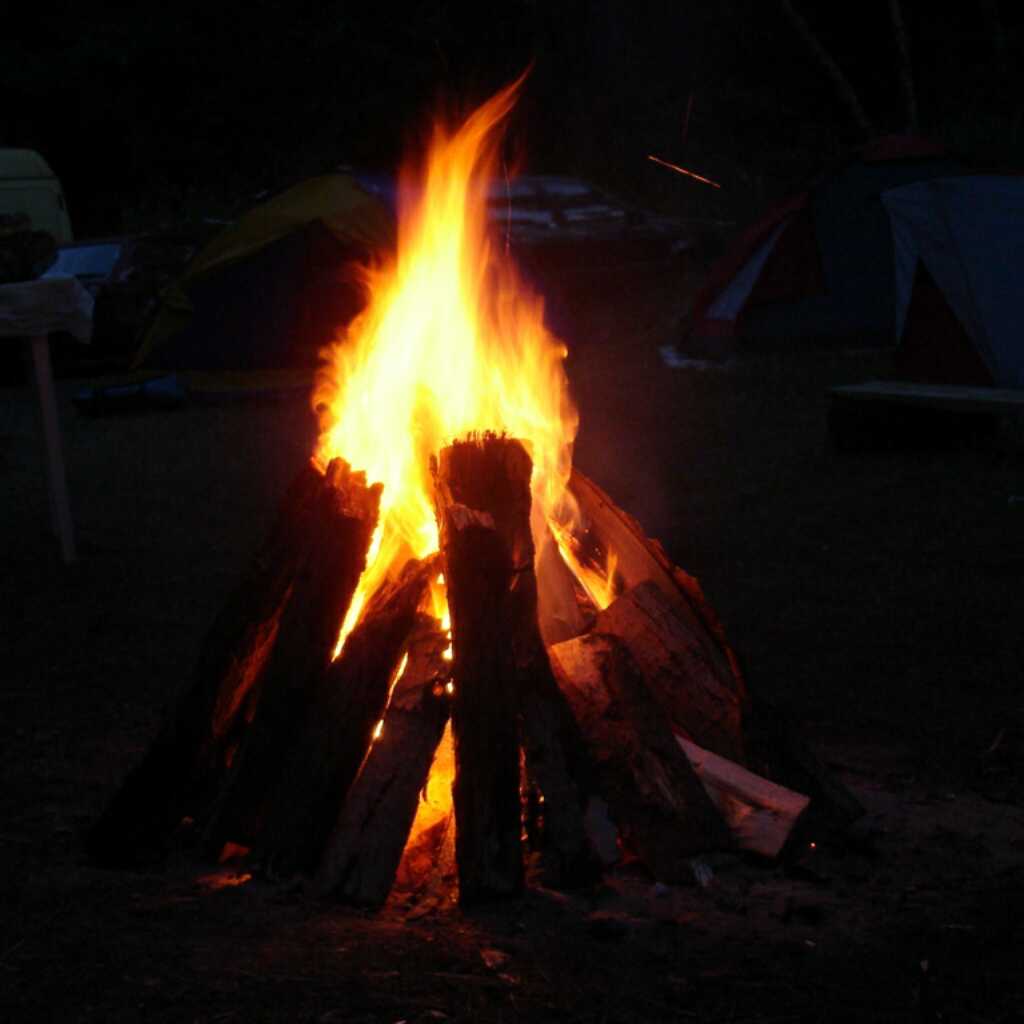 Lit fire
