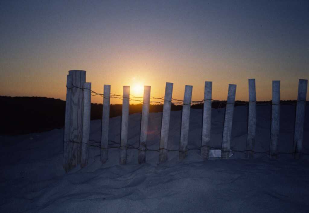 Sunset behind the fence